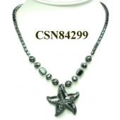 Hematite Starfish Pendant Beads Stone Chain Choker Fashion Women Necklace